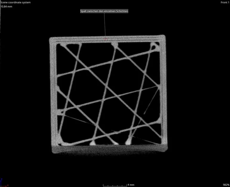 Delamination im CT-Bild - Prüfung additiv gefertigter Bauteile